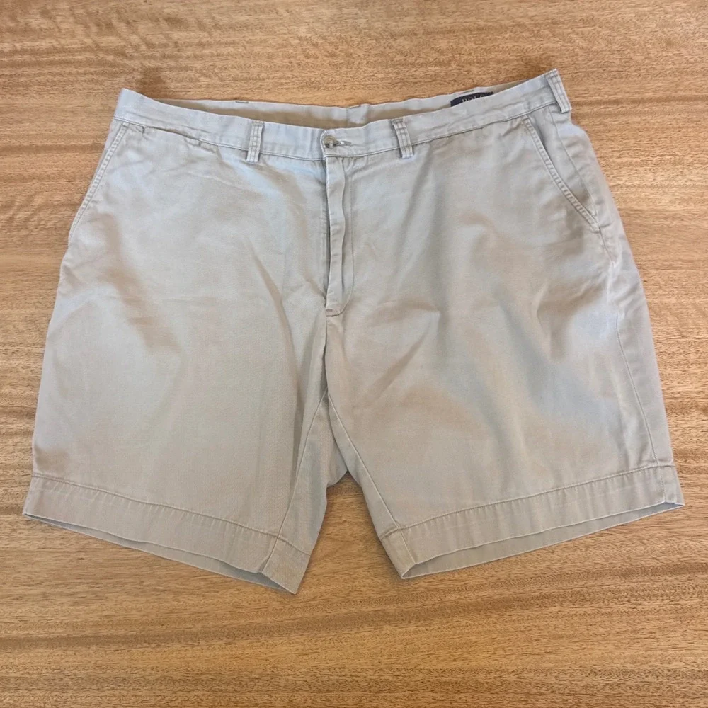 Polo Ralph Lauren Mens Classic Fit 9 Inch Chino Shorts Tan Khaki Cotton Size 42